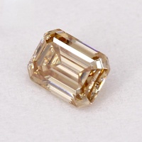 Pierre de Moissanite synthétique couleur champagne, taille émeraude rectangulaire, à facettes chanfreinées, certifiée CAL, pour bague