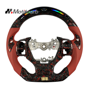 Volante Deportivo Personalizado de Fibra Forjada Roja con Agarres de Cuero Perforado para Lexus IS RC GS 250 300 300h 350 500 F Sport 2013-2025 - Product Image 1