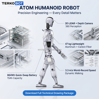 TERKOBOT ATOM Max, Robot Humanoide Bípedo de Tamaño Completo, 41DOF, Carga Útil de 7 kg, IA Incorporada, Robot de Servicio Industrial con Control Remoto MR
