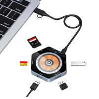 Station d'accueil Hub USB3.0 Support de charge USB-C ABS avec adaptateur de lecteur de carte SD/TF Vitesse 5Gbps pour utilisation sur PC