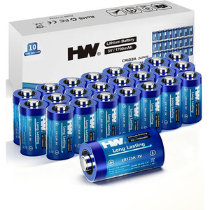6/12/24 pièces en gros HW CR123A CR17345 3V 1700mAh Batterie au lithium non rechargeable Cellule cylindrique Batterie au lithium primaire - Product Image 1