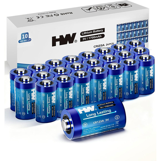 6/12/24pcs Wholesale HW CR123A CR17345 3V 1700mAh Lithium Battery Non-Rechargeable Cell Cylindrical Lithium Primary Battery