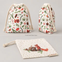 Pochette en toile de coton imprimée pleine surface de luxe avec cordon de serrage pour cadeaux, cosmétiques, bijoux, maquillage, emballage personnalisé avec logo imprimé, anti-poussière