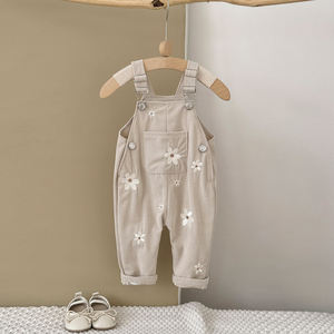 จั๊มสูทเด็กผู้หญิงสไตล์เกาหลี ลายปักดอกไม้ สายเดี่ยว สำหรับฤดูใบไม้ผลิและฤดูใบไม้ร่วง ดีไซน์หวาน น่ารัก แบบถักใหม่ - Product Image 2