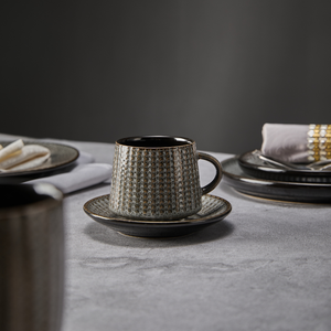 Service de table en porcelaine à rayures noires en <span class=keywords><strong>laine</strong></span>, style rustique classique ST, assiettes, plats, bols, soupières en céramique polie pour restaurant - Product Image 2
