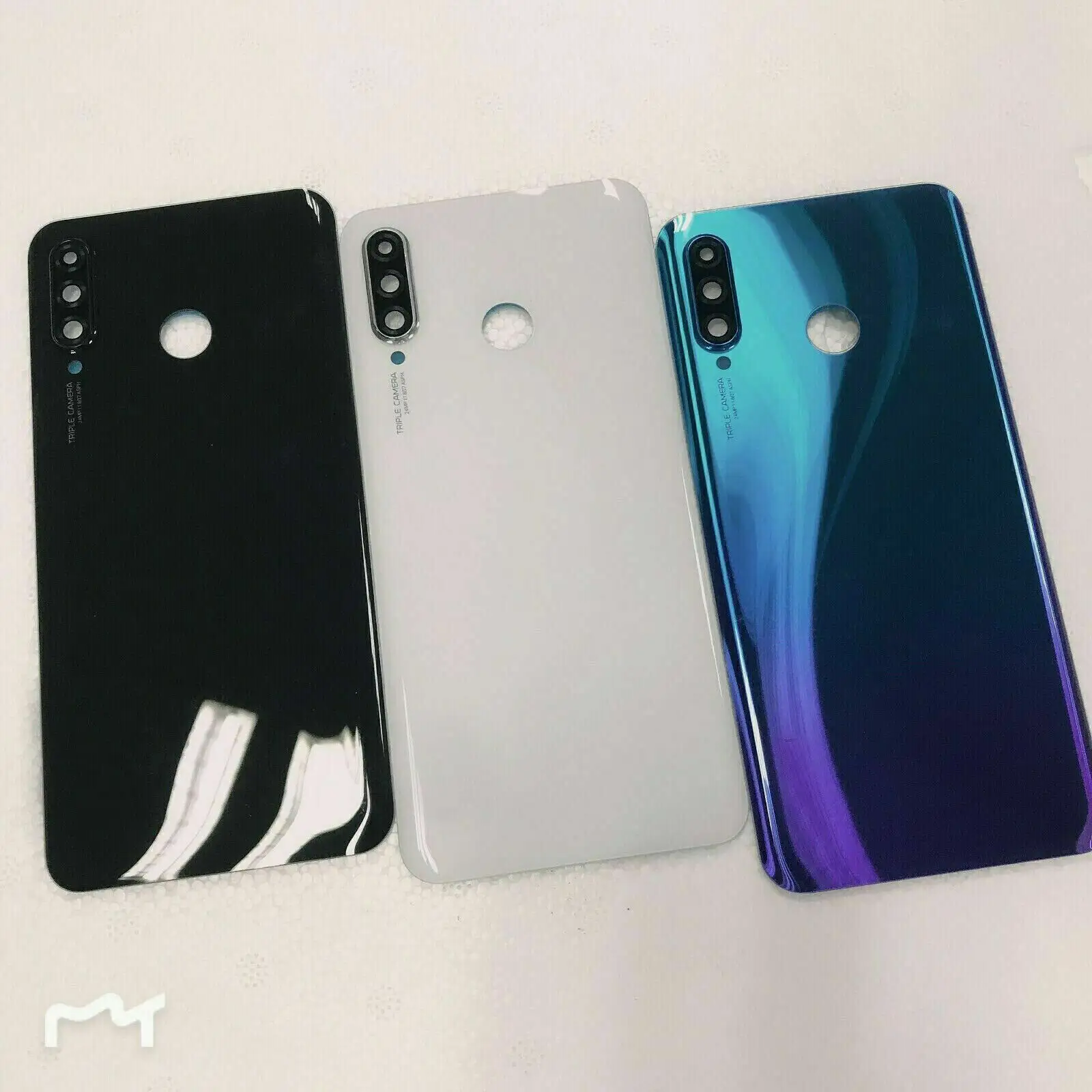 Pil arka kapak için Huawei P30 Lite arka cam pil arka kapak konut değiştirme + CameraLens