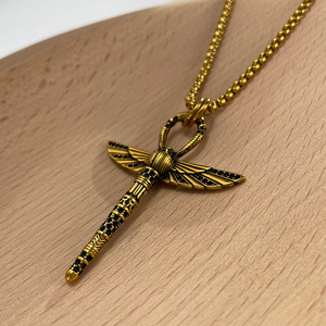 Hip Hop 18k Plaqué Or Libellule Pendentif En Acier Inoxydable Coulée Collier <span class=keywords><strong>Croix</strong></span> <span class=keywords><strong>de</strong></span> Vie <span class=keywords><strong>Ankh</strong></span> Pendentif pour Hommes Amulette <span class=keywords><strong>De</strong></span> Protection - Product Image 6