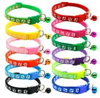 12 couleurs en gros respirant personnalisé Nylon collier de chien de compagnie collier réglable pour chats et petits chiens avec cloche