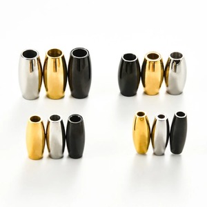 Sunling 1 pièce Fermoirs magnétiques ovales en acier inoxydable, trou intérieur 6/8/10/12MM, à coller sur cordon en cuir tressé, pour fabrication de bracelets DIY - Product Image 5