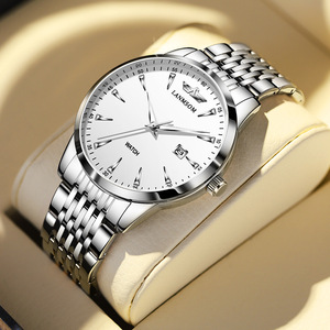 Reloj de cuarzo clásico y sencillo para hombre, de acero inoxidable, resistente al agua, luminoso, para uso empresarial. - Product Image 4