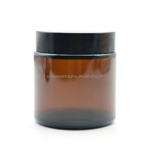 100ml 200ml 250ml 300ml 500ml 8 oz 9 oz Pot en verre ambré à face droite avec couvercle en aluminium - Product Image 4