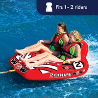 Bouée gonflable tractable pour 2 personnes en PVC avec poignées pour remorquage en bateau, lac ou mer
