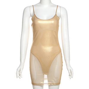 Nuovo Abito <span class=keywords><strong>Sexy</strong></span> Primaverile alla Moda, Senza Maniche, Trasparente, Aderente, con Collo Halter, Mini Abito <span class=keywords><strong>Sexy</strong></span> da Donna - Product Image 3