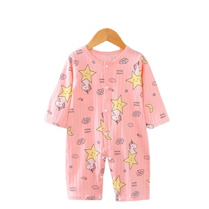 <span class=keywords><strong>Combinaison</strong></span> à manches courtes d'été mignonne pour garçons filles barboteuse 100% coton avec motif de dessin animé costume de ramper fendu <span class=keywords><strong>pyjama</strong></span> mince complet - Product Image 5