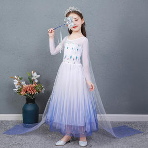 Meilleure vente Robe de princesse Robe de <span class=keywords><strong>reine</strong></span> <span class=keywords><strong>des</strong></span> neiges Robe de princesse <span class=keywords><strong>Elsa</strong></span> Cape Cadeau d'anniversaire pour fille - Product Image 5