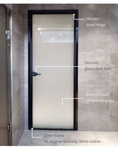 Moderna vendita calda stile estremamente Austere oro rosa telaio stretto <span class=keywords><strong>grigio</strong></span> Tawny vetro alluminio Swing camera da letto Design della <span class=keywords><strong>porta</strong></span> - Product Image 5