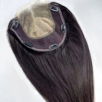 Expédition Rapide : Topper en dentelle à nœuds blanchis 8*10, Ligne de cheveux sans couture, Dentelle HD sur le devant et au dos, Tissage de cheveux humains bruts avec clips pour femmes