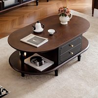 Table basse moderne en bois massif, durable, écologique, facile à nettoyer, style mid-century, avec tiroirs de rangement, pour appartement, hôtel, salon, maison