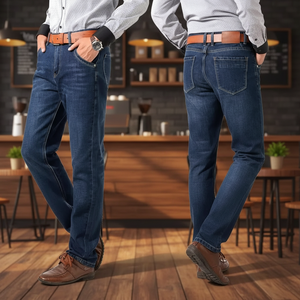 Jeans décontractés pour hommes en coton coupe slim à prix bas, style business, basiques, pantalons pour hommes - Product Image 2