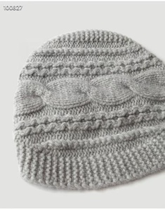 Cappello invernale da donna lavorato a mano Lday <span class=keywords><strong>Beanie</strong></span> a fiori intrecciati con Texture 100% in Cashmere - Product Image 4