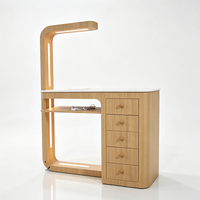 Meubles de salon de beauté de haute qualité, table de manucure individuelle moderne en bois avec tiroirs et collecteur de poussière