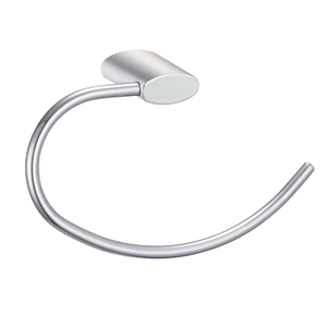 Anneau porte-serviettes moderne en acier inoxydable chromé incurvé avec base ronde murale et garantie d'un an - Product Image 2