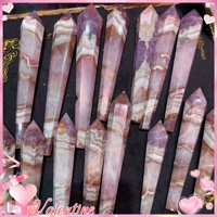 En gros, Obélisque en Agate Dentelle d'Amythyste Naturelle, Tour de Cristal Polie, Pointe de Baguette en Agate d'Amythyste, Pierre de Guérison pour la Décoration