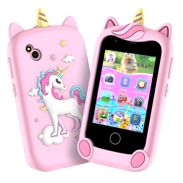 Kids Gaming Smartphone XT31 Kids 2G Smartphone Dinosaur  Unicorn Dual Camera  17 Puzzle Games Learning Toy