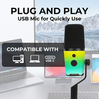 Microphone de bureau dynamique pour le gaming, cardioïde, suppression du bruit, RGB, USB, micro professionnel pour PC, ordinateur portable, streaming, podcasting, enregistrement, karaoké