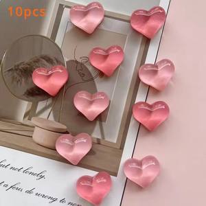 Juego de imanes para nevera con forma de corazón de dibujos animados, 10 Uds., pegatinas decorativas de resina para refrigerador, imanes decorativos divertidos y divertidos - Product Image 1