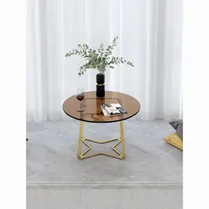 נורדי מודרני שחור מתכת עגול קפה שולחן צד