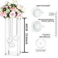 Décorations de mariage Pied à fleurs en acrylique transparent Pièce centrale de table avec globe suspendu Tealight