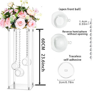 Decorazioni di nozze in acrilico chiaro fiore Stand <span class=keywords><strong>centrotavola</strong></span> da tavolo con appesa Tealight globo portacandele - Product Image 2
