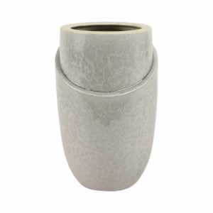 Vaso in Ceramica Moderno Arrotondato con Dettaglio a Bordo Stratificato per Esposizione Decorativa in Soggiorno - Product Image 1