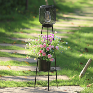 Lampes solaires en maille noire TSINYE <span class=keywords><strong>pour</strong></span> l'extérieur avec supports <span class=keywords><strong>pour</strong></span> plantes, lampadaire sur trépied alimenté par énergie solaire IP65 <span class=keywords><strong>pour</strong></span> jardin, patio, sans pot de fleurs - Product Image 4