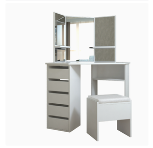 Modern <strong>Make</strong> <strong>up</strong> <strong>Vanity</strong> Table with Tri Fold Mirror Storage Drawers Dressing Desk Bedroom Furniture Home Furniture - Product Image 6