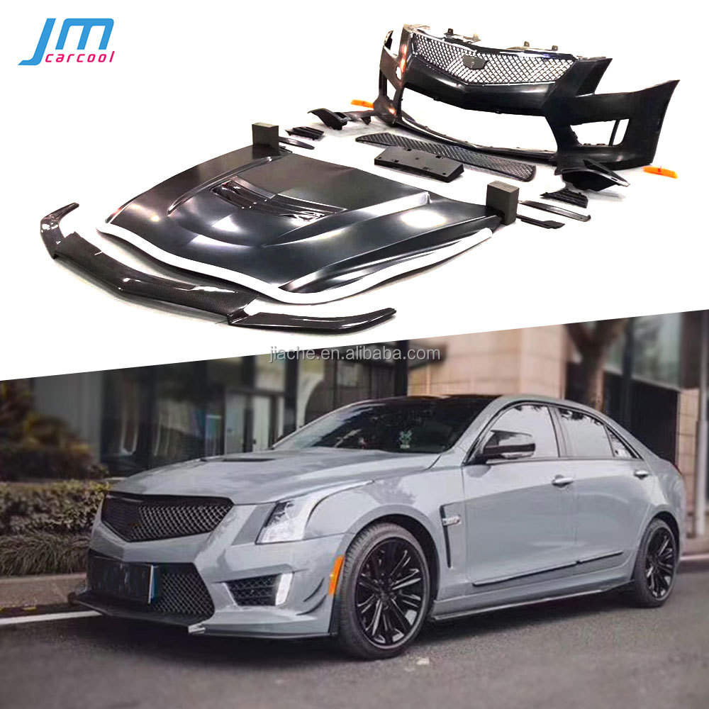 Полипропиленовый передний бампер из углеродного волокна, Защитный Сетчатый Чехол для Cadillac ATS 2014-2017, капот двигателя, набор для тюнинга кузова автомобиля