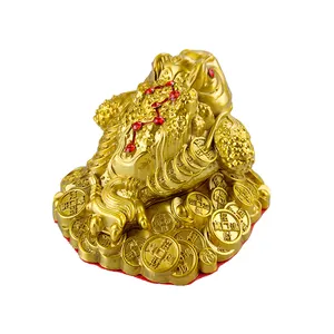 Fábrica design personalizado arte tradicional chinesa mesa decoração superior cor ouro decoração home bronze luxo sapo ornamentos