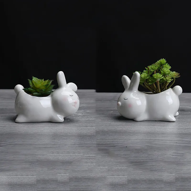 Conception Unique logo personnalisé Lapin fantaisie bonsaï petit pot de fleur en céramique