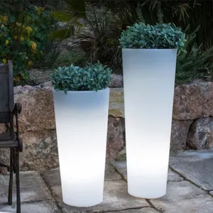 Runde Form beleuchtet LED hoch groß LED glühen Blumentopf Solar Garten Lichter im Freien Stehlampe LED Blumen Pflanzer