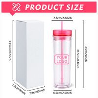 Gobelet isotherme double paroi en plastique 16oz avec logo personnalisé, pour thé au lait, fête, extérieur, portable, avec paille, écologique, gobelet droit