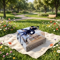 Boîte d'emballage rigide transparente pour service de thé de l'après-midi, boîte à desserts et pâtisseries haute à quatre compartiments avec options de logo personnalisé