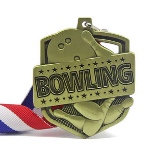 Vente en gros de nouveaux modèles de médailles et trophées en alliage 3D en forme de boule de bowling, cadeaux pour réunions sportives, logo personnalisé, médailles de bowling - Product Image 2
