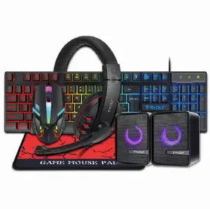 5 IN 1 Gaming Keyboard Mouse Loudspeaker Headphone Mousepad Combos Gift Package RGB Light For Laptop