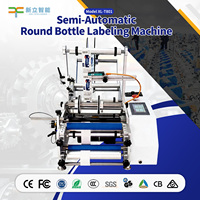 Machine d'étiquetage de bouteilles d'eau semi-automatique électrique contrôlée par PLC, 15-30 pièces/min, pour étiquettes autocollantes en verre et plastique, haute performance industrielle