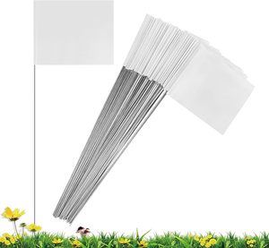 Petits marqueurs de jardin blancs pour l'irrigation et <span class=keywords><strong>la</strong></span> topographie des pelouses, pour usage domestique et professionnel, drapeaux de jardin imprimés UV - Product Image 1