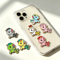 Broche Mignonne en Métal Motif Poney Arc-en-ciel de Dessin Animé, Badge Commémoratif, Autocollant Téléphone en Métal Forme Licorne Sirène, Vente en Gros Personnalisée