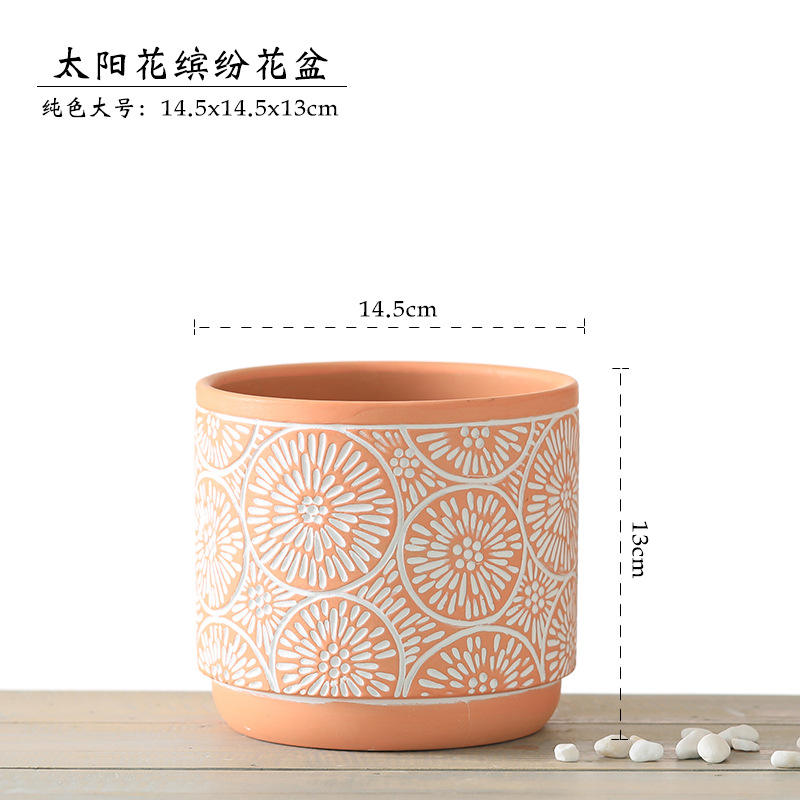 Tournesol rouge poterie couleur unie grande taille 14.5cm