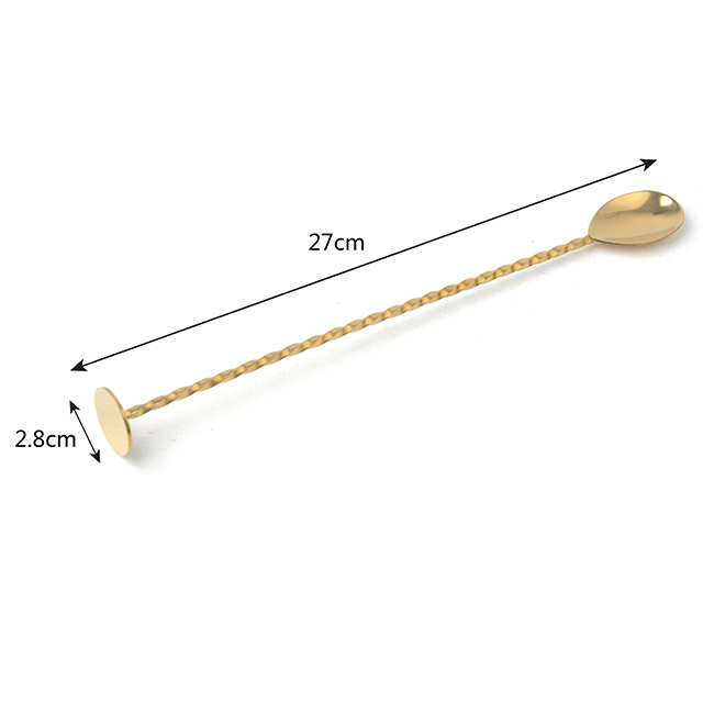 304 Stainless Steel Copper Gold Long Steering Mixing Cocktail Stirrer Bar Spoon For Bartender Kits
