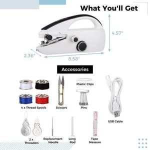 Mini machine à coudre électrique portable, blanc et noir, design compact, pour débutants, usage domestique - Product Image 4